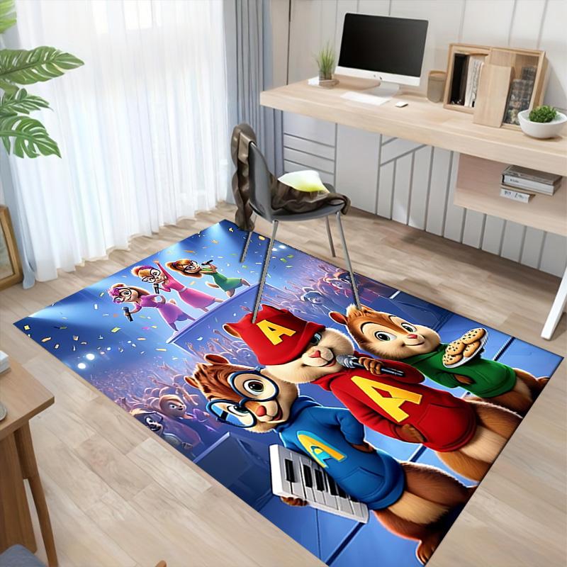 Chipmunks Music Concert Carpet For Playroom Bedroom Living Room Sofa Home Decor Kids Game Area Rug Nonslip Floor Mat
