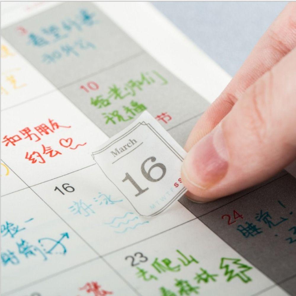 12 pcs/pack Washi 365 Day Date Labels Collage Material Diary Stickers  School Supplies