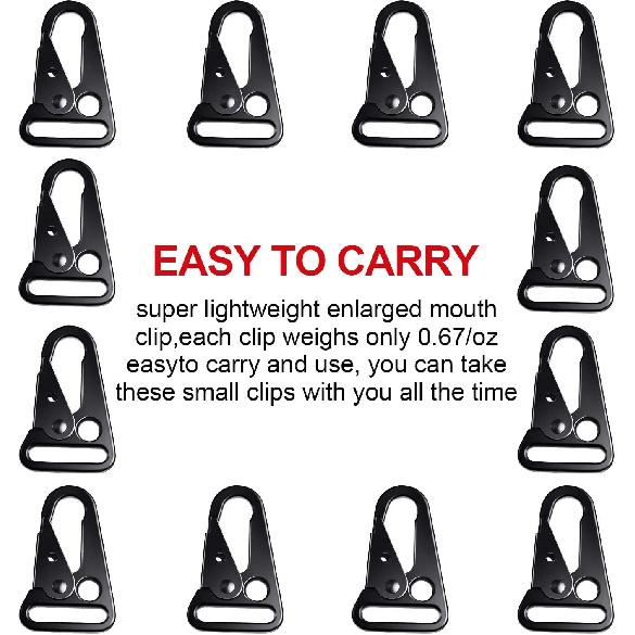 WILLBOND 12 Pieces Enlarged Mouth Clip Sling Clasp Olecranon Hook for Keychain Snap Hooks Outdoor Bag