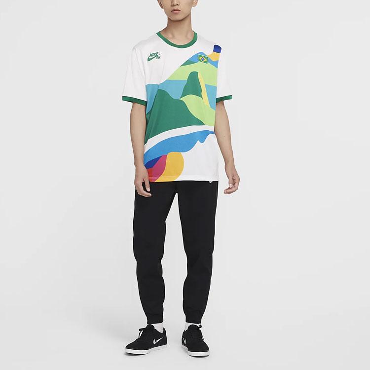 Nike Camisa SB x Parra Brazil Federation Kit Crew (Dimensionamento Ásia) Branco/Trevo Masculino Streetwear CT6087-100