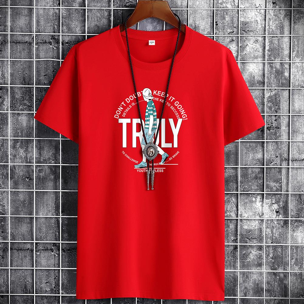 

7 цветов Мужская модная футболка с короткими рукавами из чистого хлопка M красный