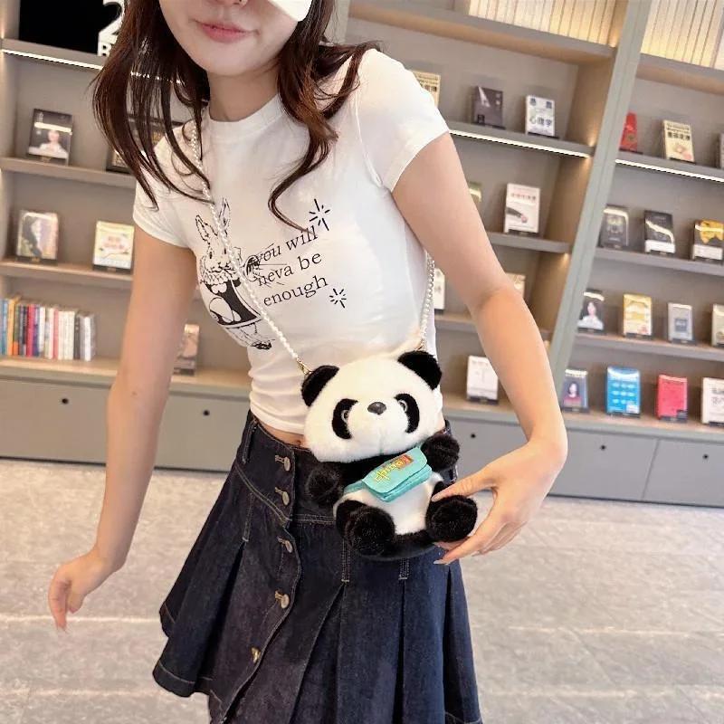 Cute Backpack Panda Plush Toy Small Backpack Chinese Panda Souvenir Children's Crossbody Bag Shoulder Bag