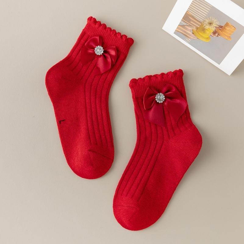 Kids Bow Socks Baby Girls Cotton Cute Socks for Girls Cute Bow Soft Toddlers Princess Children Tube Socken Spring Autumn