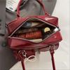 Solid Color Pocket Boston Tote Bag Korean Style Underarm Bag Temperament PU Bowling Bag  Travel