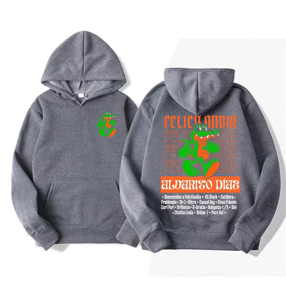 Rapper Alvaro Diaz Felicilandia Graphic Hoodie Men Harajuku Vintage Trending Sweatshirts Unisex Autumn/Winter Bodywarmer Hoodies