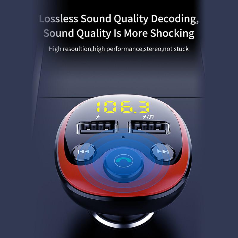 Bluetooth5.0 Wireless FM Transmitter Dual USB Car Charger MP3 Player Radio Adapter Handsfree Calling  Car Kit