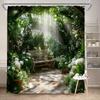 Polyester Botanischer Duschvorhang Tropischer Garten Badezimmerdekoration Natur Wald Wasserdichter Vorhang für Hauptbad Luxuriöses Zuhause