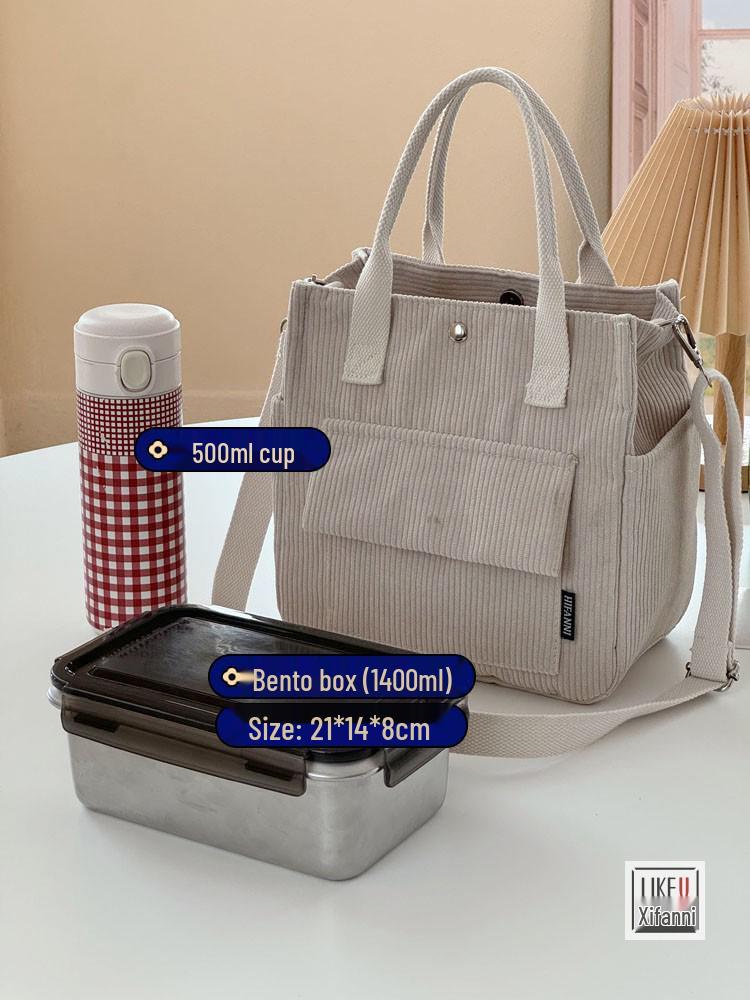 Original Multi-Pocket Corduroy Messenger Tote Bag - Versatile Handheld Student & Lunch Bag