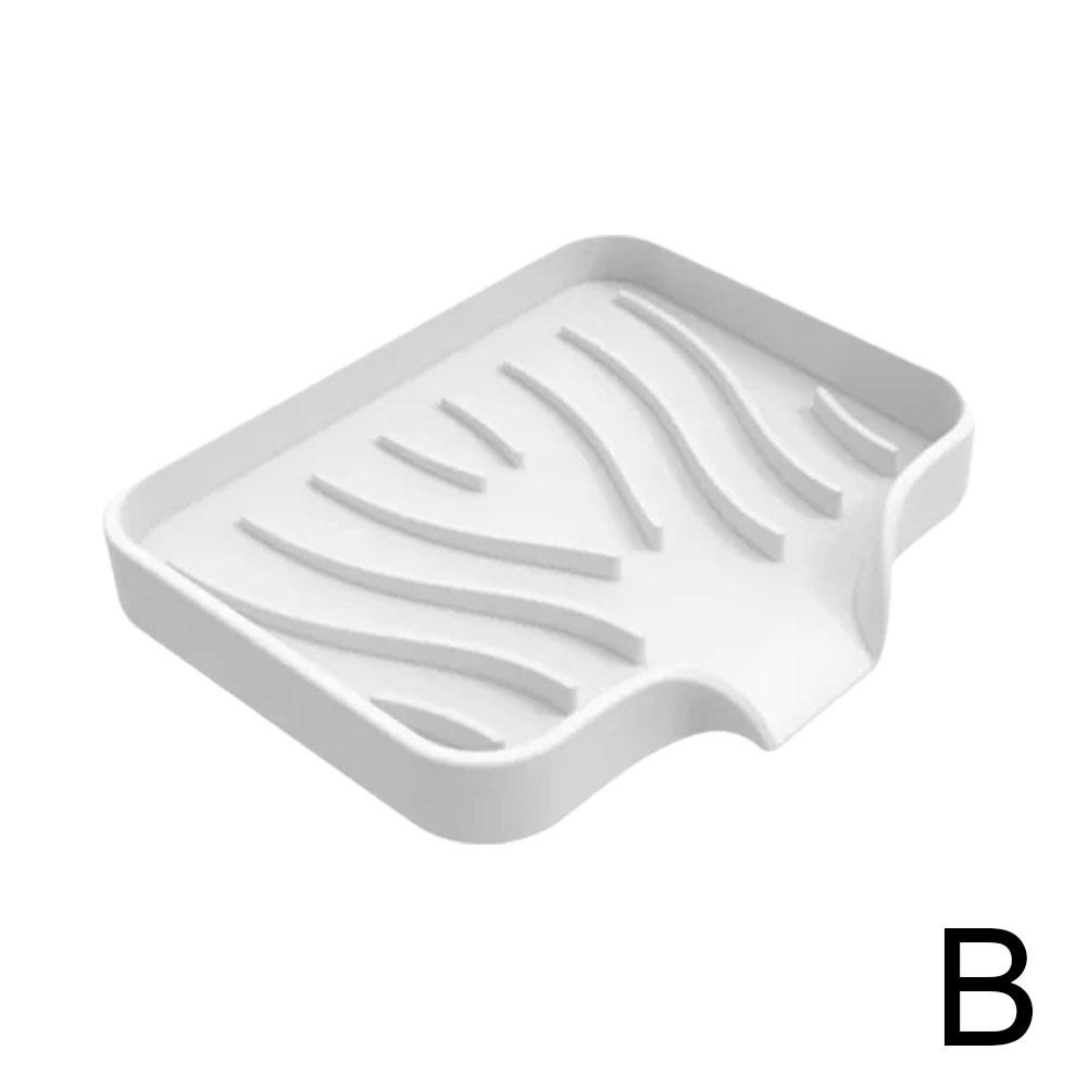 Silicone Kitchen Sink Tray Soap Storage Holder With Drain Anti-slip Creative Washing Table Soap Tray Free Punch Drain Rack