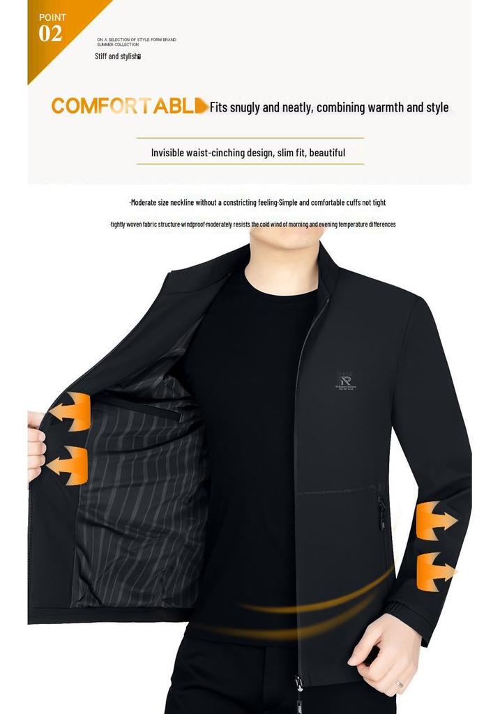 2026 Spring Men's Fashionable Business Casual Jacket - Lightweight, Short Style for Young and Middle-Aged.