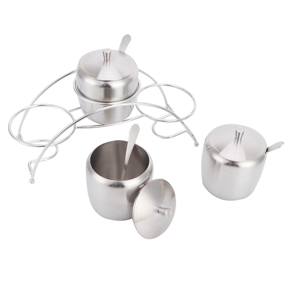 304 Edelstahl Gewürz Topf Gewürz Container Salz Zucker Box Lagerung Spice Rack Set
