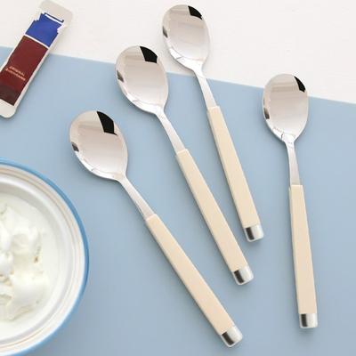 French Blanc tatlı dondurma çay kaşığı, gümüş krem, 4 adet, Kore popüler sofra takımı