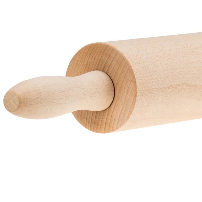 Rouleau à pâtisserie - TOPFANN - Classique - Bois de hêtre - 39 cm - Poignées mobiles