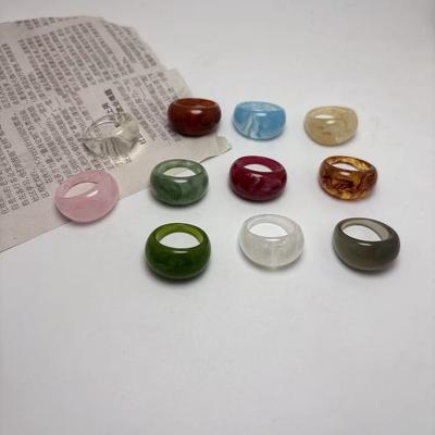 Glossy Transparent Resin Rings Set For Women Mix Color Simple Personality Jewelry Party Gifts