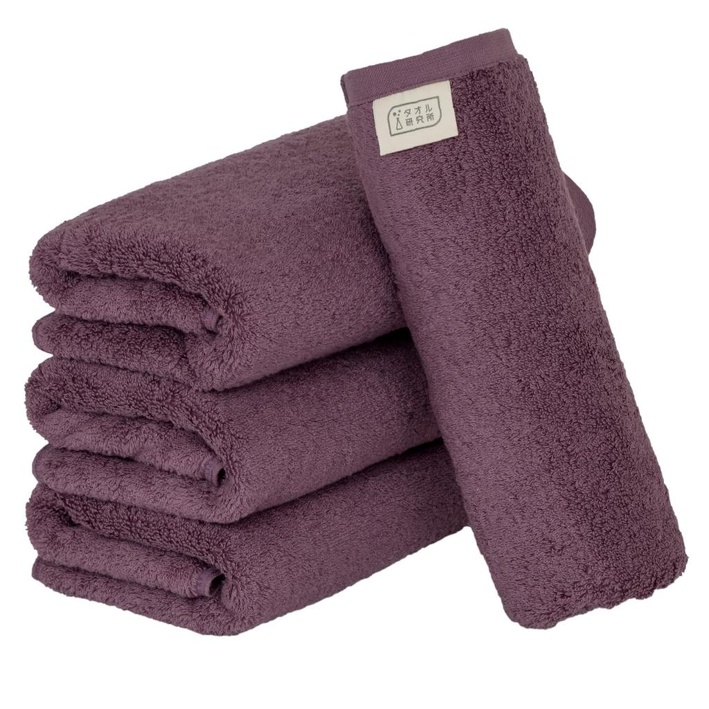 Towel Laboratory Large Face Deep Set of JapanTechnology [Volume Rich] #003 Towel, Purple, 4, Hotel-Grade, Thick, Fluffy, High-Absorbency, Durable,