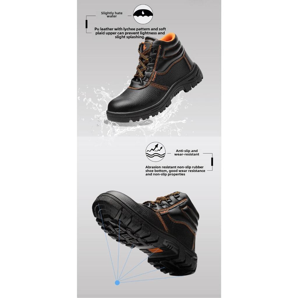 Pracovní obuv, Pánská vysoká ochranná obuv proti nárazu a propíchnutí, Bezpečnostní obuv na staveniště, Pracovní obuv s gumovou podrážkou