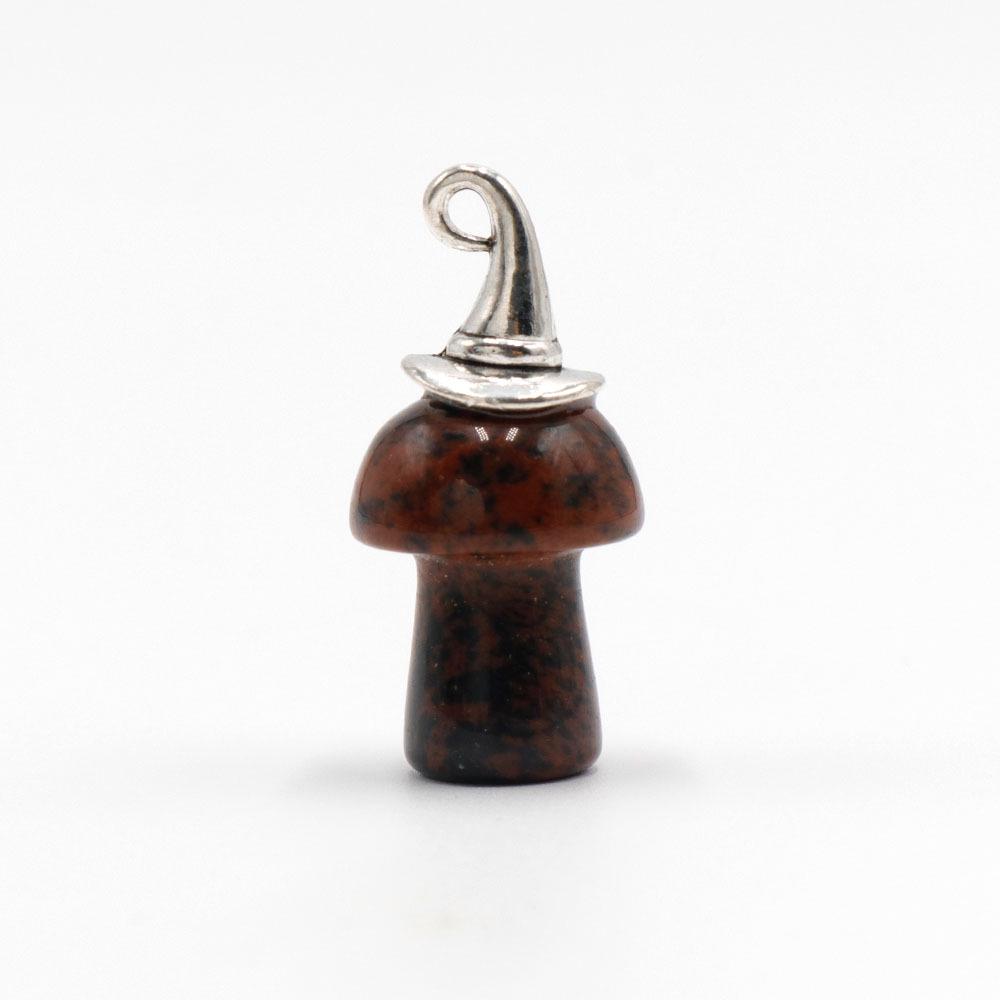 

Natural Agate Santa Hat Mushroom Pendant with Rose Quartz Necklace – Semi-Precious Stone Charm for Halloween
