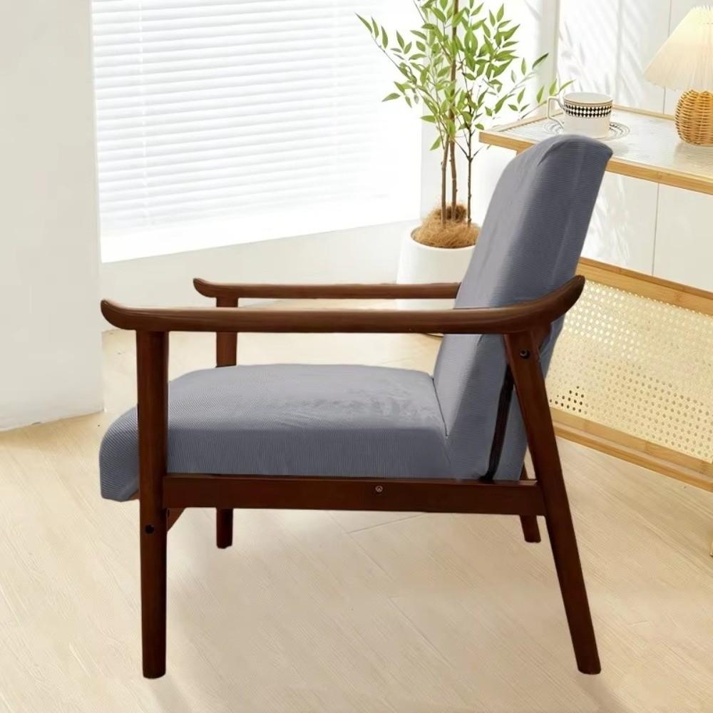 Jacquard Wooden Arm Chair Cover Zipper Seat Slipcover Single Sofa Cover  For Household Hotel