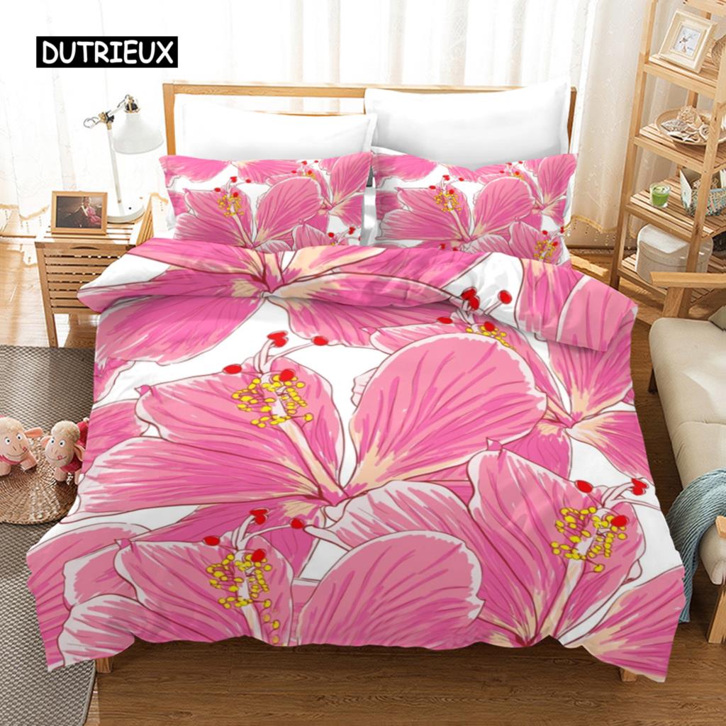 Blumiger Bettbezug Frühling Buntes Blumenmuster Einzelbettwäsche-Set für Kinder Jugendliche Erwachsene Mikrofaser Doppel Queen King Bettdeckenbezug