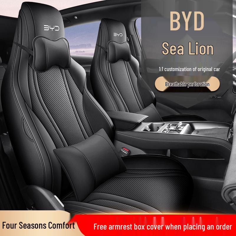 New BYD Sea Lion Car Seat Cushion - Full Leather, Fits Five-Seater, 4-Season Use
