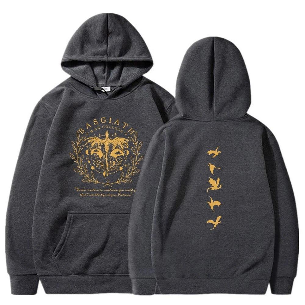 Vintage Bookish Women's Casual Fashion Double Sided Fourth Wing Basgiath War College Hooded Sweatshirt Hoodie
