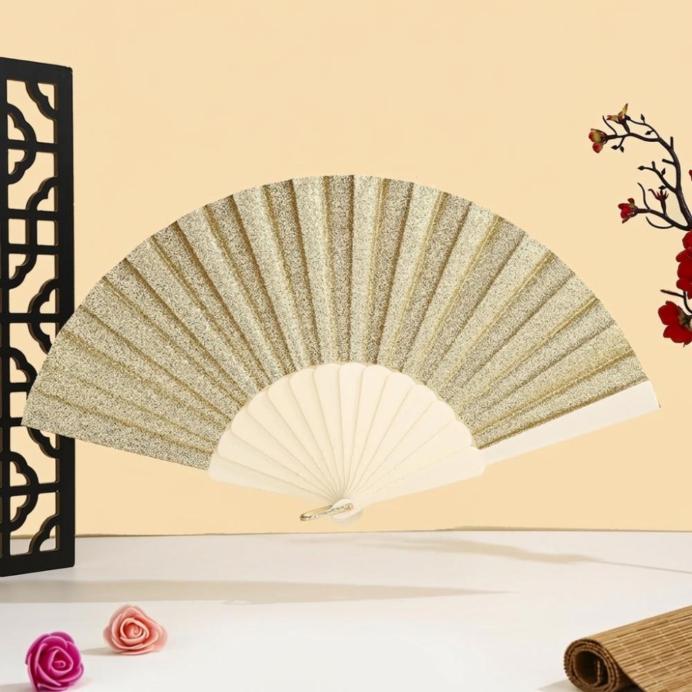 Leuchtender Falt-Handfächer Unifarbener Klassischer Fächer Leichter Kunststoff Glitzerfächer Festivals