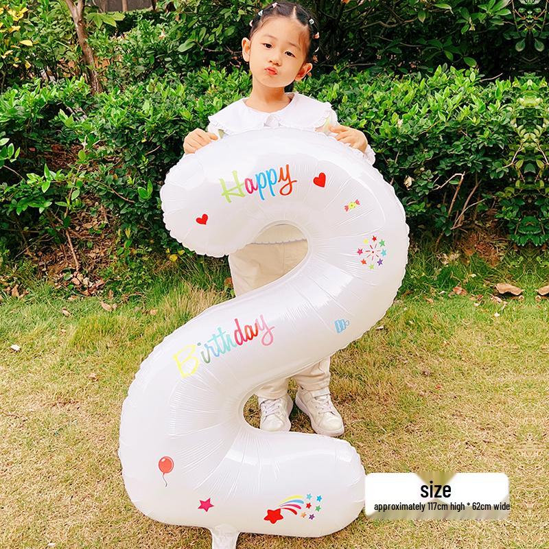 White Number Balloons for Kids' First Birthday Party Decorations