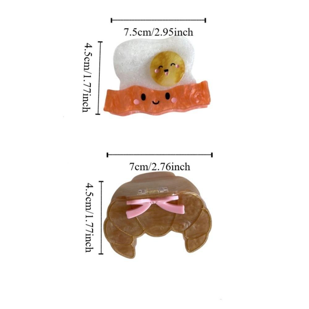 Headdress Cute Croissant Shark Clip Sweet Acetic Acid Acetate Hair Crab Clip Toast Colorful Delicious Food Claw Clip Female