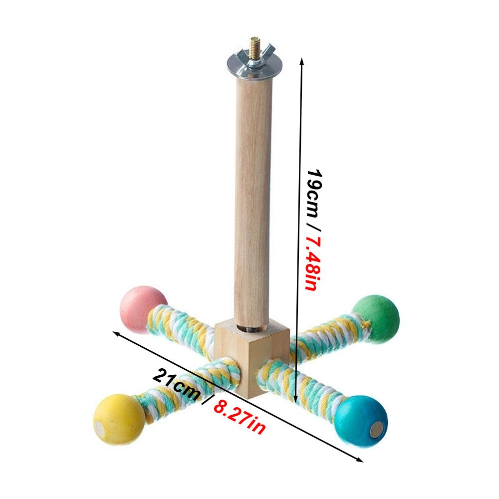

1 PC Random Color Rotating Wood Bird Perch Toy Interactive Windmill Design Chew Toy for Pet Birds Parrots Hanging Cage Accessory