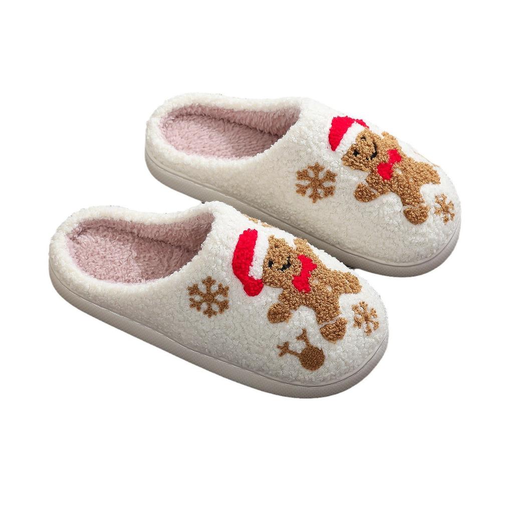 TEMU cotton slippers gingerbread man snowflake christmas atmosphere thick bottom soft hair mop indoor