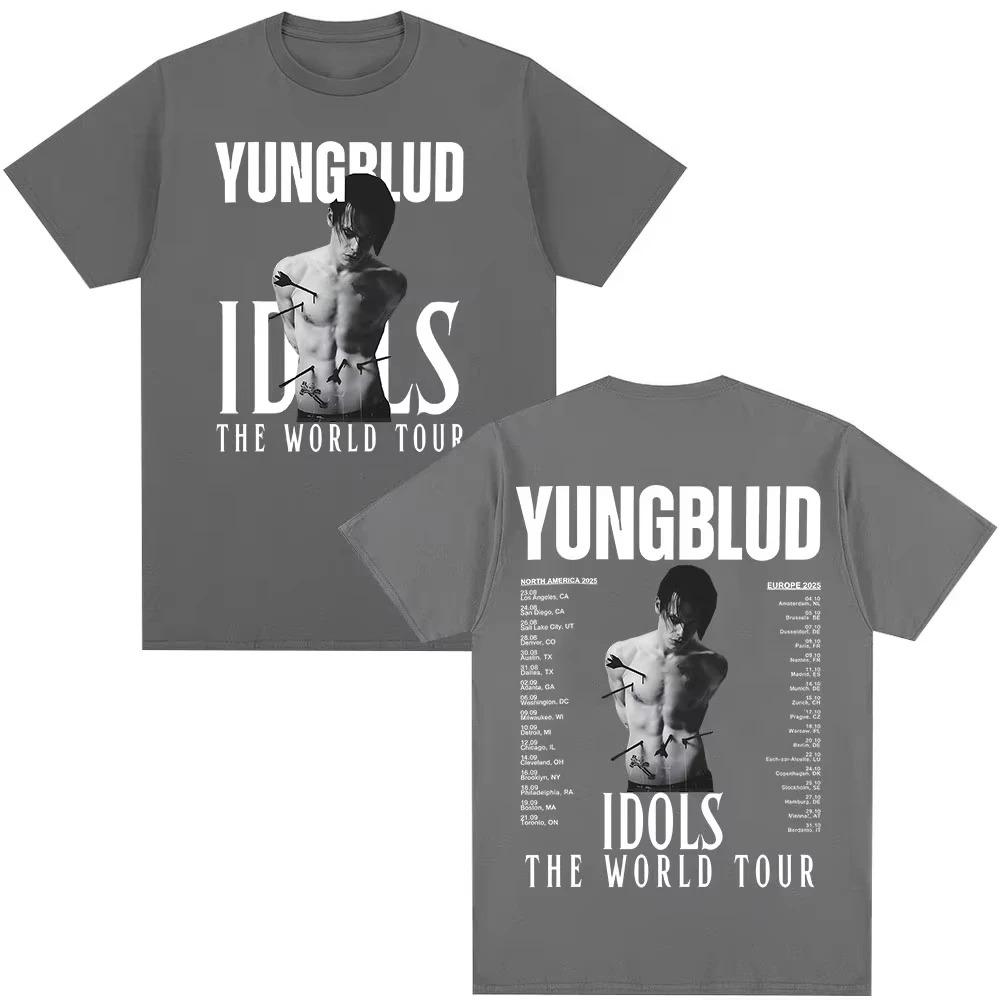 

Yungblud IDOLS The World Tour 2026 T Shirt Mens Women Hip Hop Short Sleeve T-shirts Casual Cotton Oversized Tee Shirt Streetwear 4XL білий