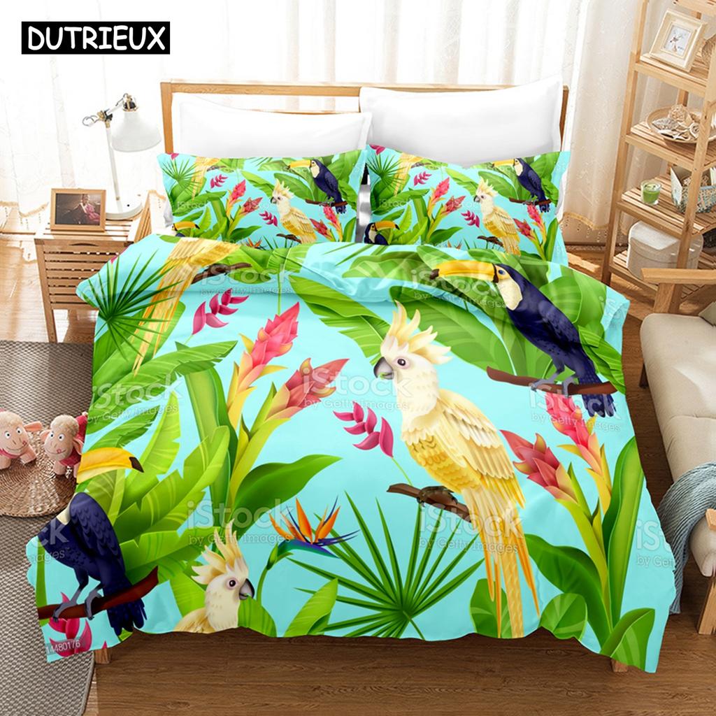 3D Design Printed Watermelon Parrot Owl Art Design Bed Cover Collection Down Quilt Cover With Pillowcase Full Size SIngle King Dimension