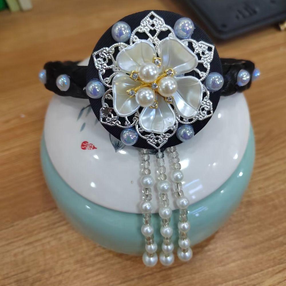 Pearl Korean Headband Flower Stage Dance Hair Hoop Classical Hanbok Hairband  Performance