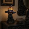Seasonal Home Lighting Halloween Witch Cat Night Light, Resin Table Lamp with Warm Vintage Style Glow, Gothic Decor for Bedroom Shelf, Spooky