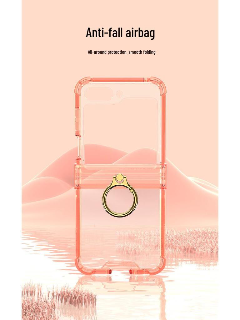 Samsung Z Flip6 Protective Case with Hinge Ring Holder, Full Coverage, Anti-fall. Suitable for Men & Women.