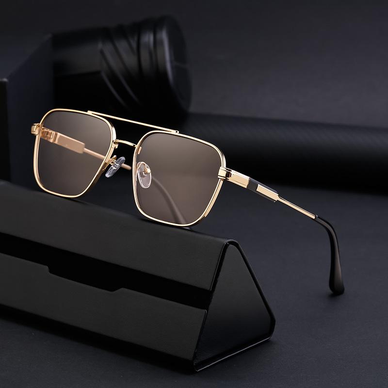 Fashion Double Beam Frame Sunglasses Men'S Outdoor Sunscreen Sunglasses Metal Full Frame Sunglasses
