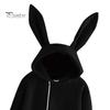 Winter Hooded Sweatshirt Women Fall Hoodie Bunny Ear Decor Solid Color Loose Long Sleeve Cold Weather Elastic Cuff Drawstring Soft Warm Casual