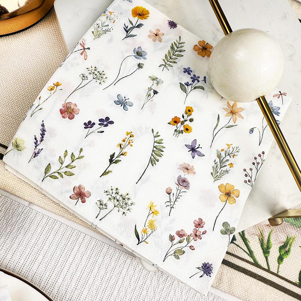 In-Stock Multicolor Floral Disposable Party Napkins