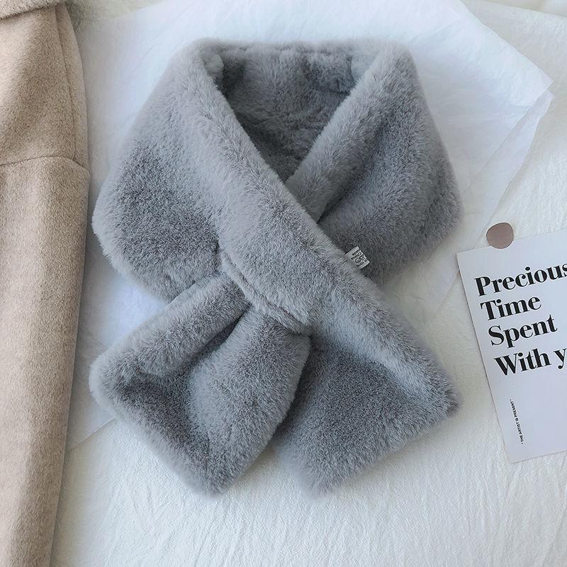 Guler de blană artificială Eșarfă de iarnă Femei tricotate Eșarfe de blană de iepure Rex Batic de blană de iarnă