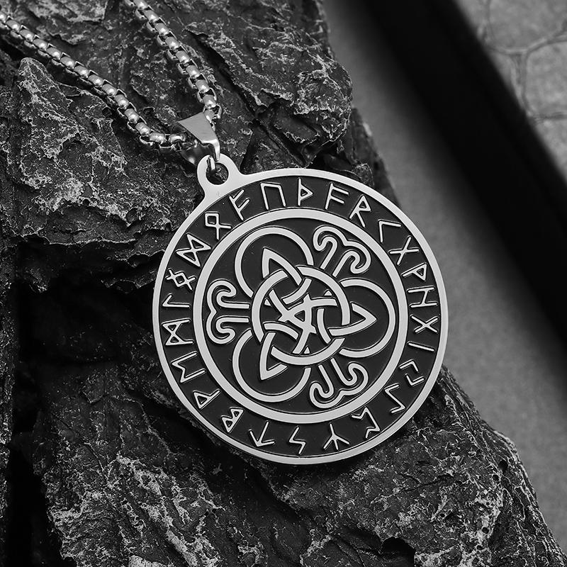 Stainless Steel Nordic Odin Rune Irish Celtic Trinity Knot Pendant Necklace Men Women Lucky Amulet Jewelry