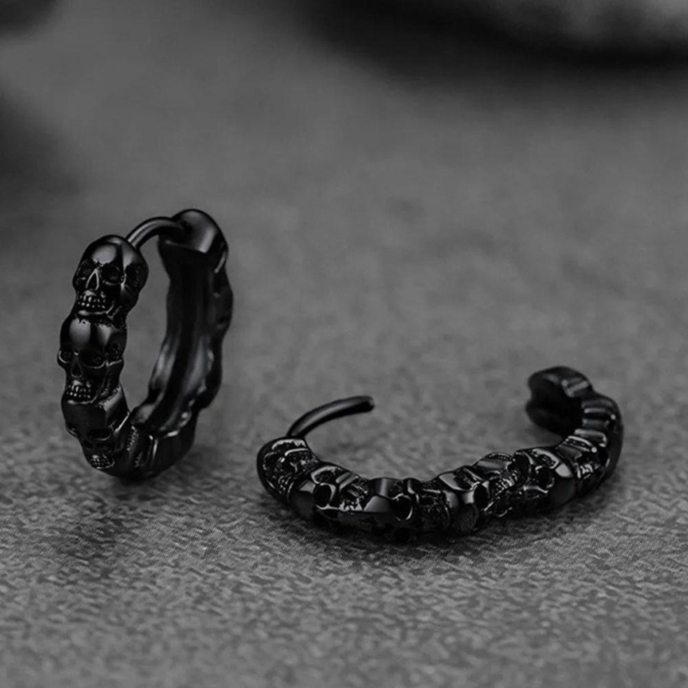 Creative Skull Hoop Earrings Silver Punk Earrings Jewelry Gothic Ear Buckles  Party