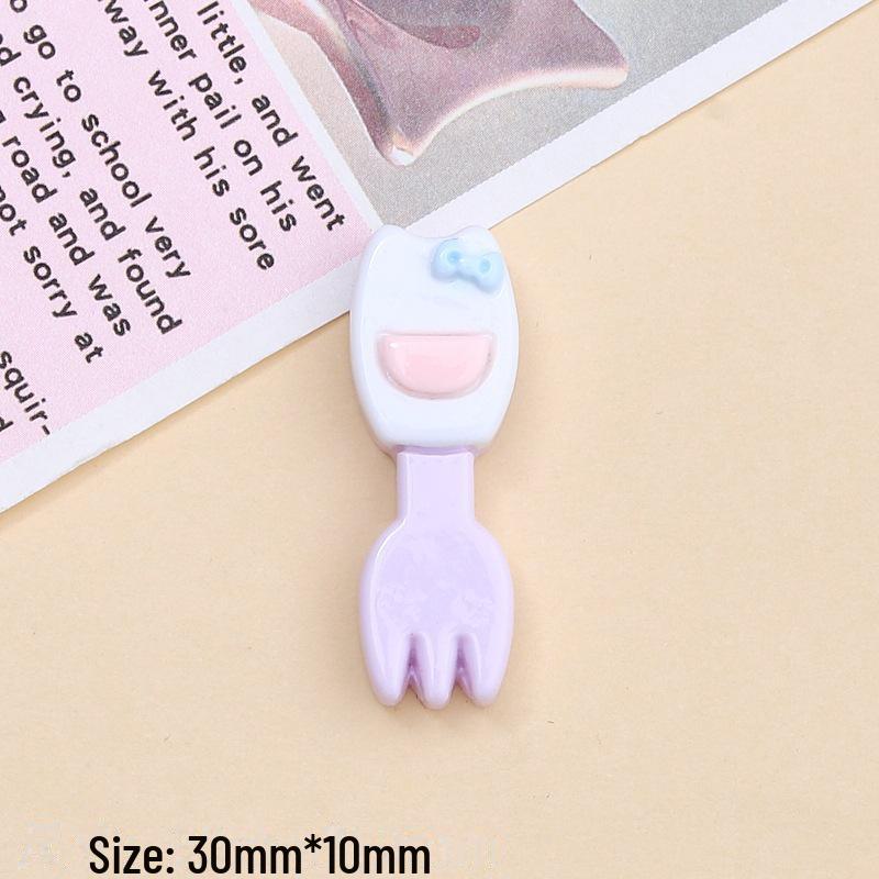 Kit d'accessoires en résine DIY: Boucles de chaussures de dessin animé, colle crème, épingle à cheveux, bijoux cuillère chaton coloré