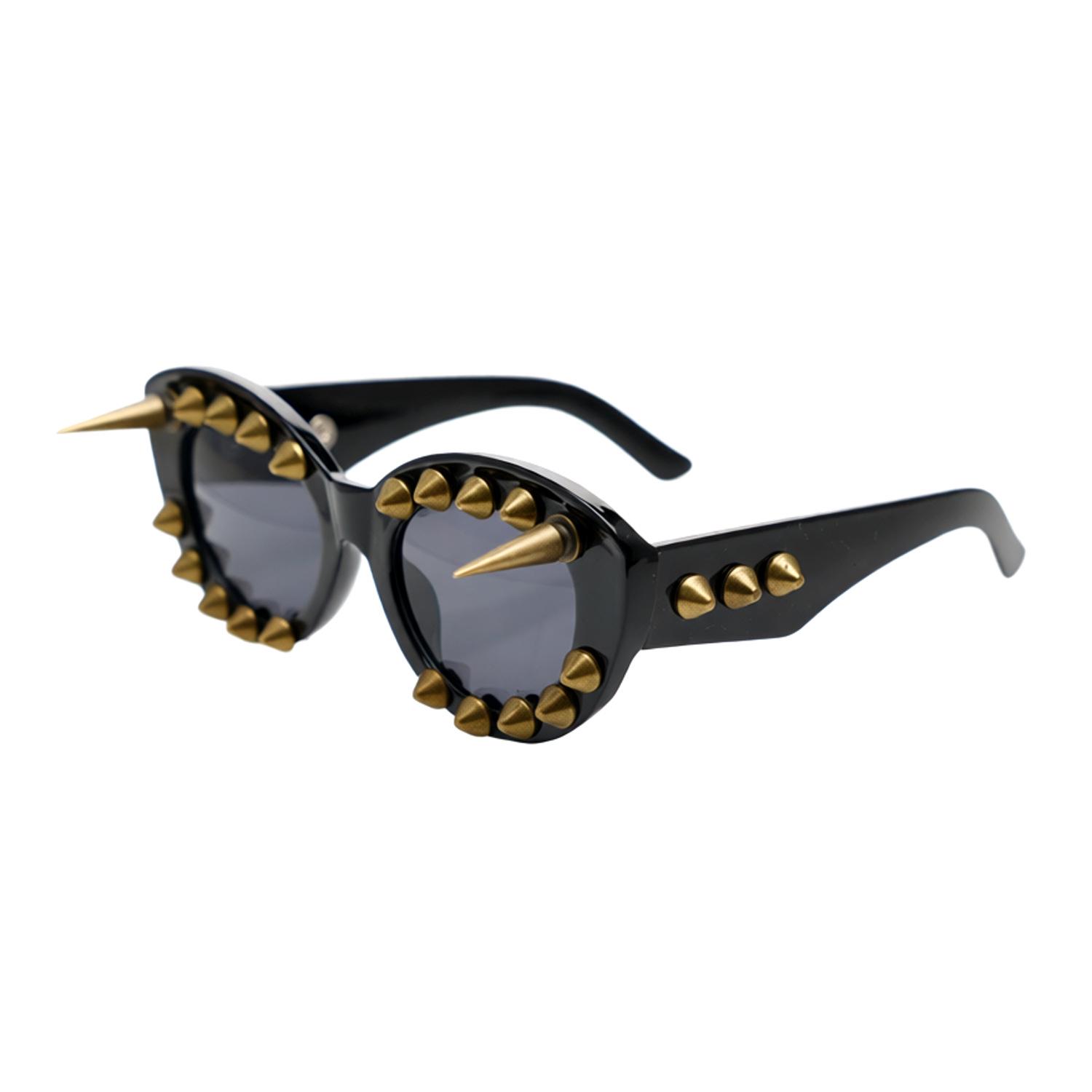 Cyberpunk Style Bronze Rivet Sunglasses - Trendy Personalized Party Glasses