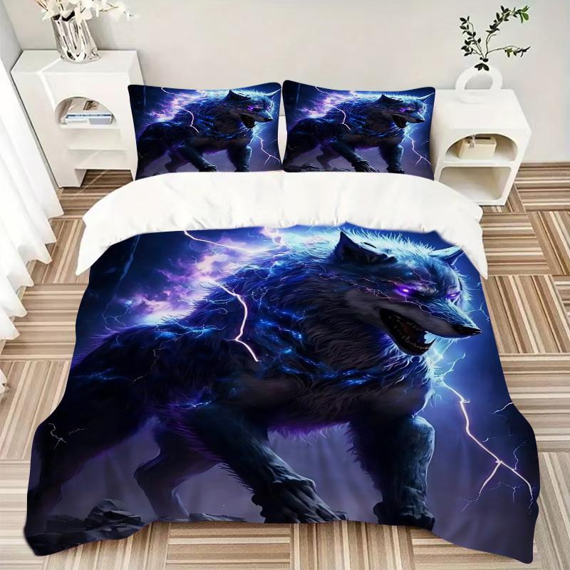 3-teiliges Elektrisches Wolf Bettwäsche-Set - Maschinenwaschbar, Enthält 1 Bettbezug und 2 Kissenbezüge, Keine Füllung enthalten yy251013035
