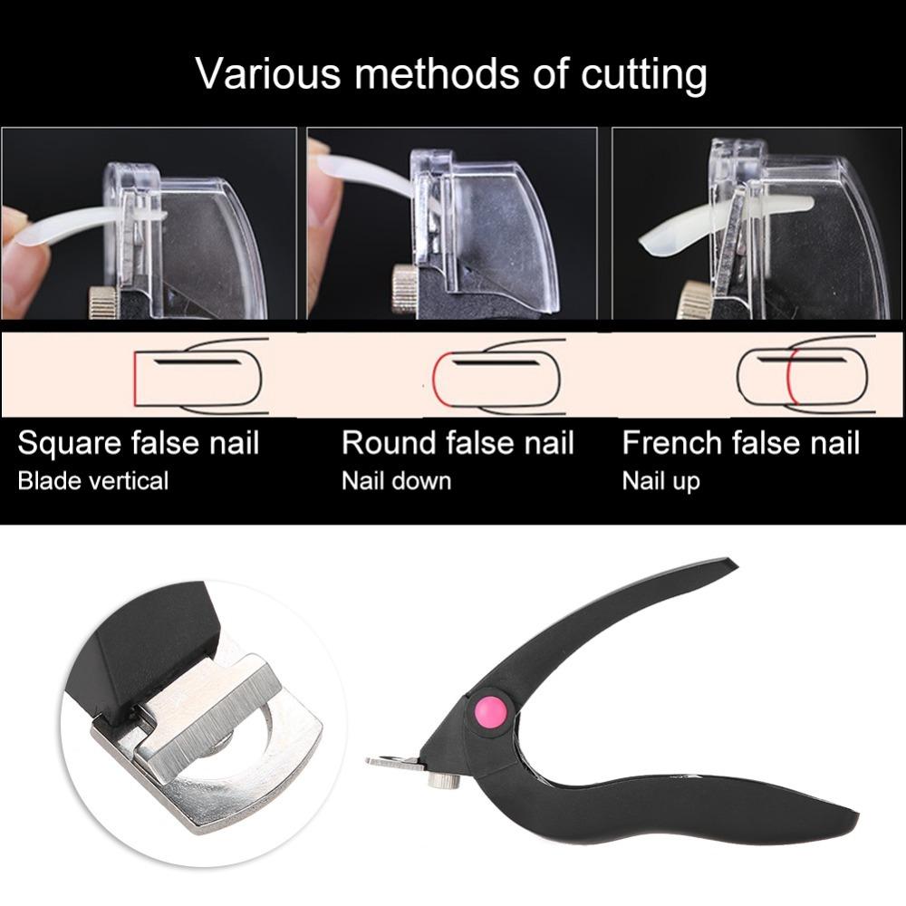 Stainless Steel U Shape Nail Art Clipper Adjustable False Nail Tip Cutter Salon Use