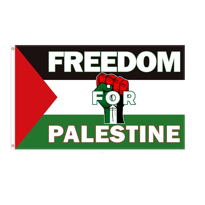 Palestinas flagga Premiumkvalitet Polyestermaterial Utomhusflagga Plastflaggstång Storleksalternativ tillgängliga Levande färger Lämplig för olika tillfällen
