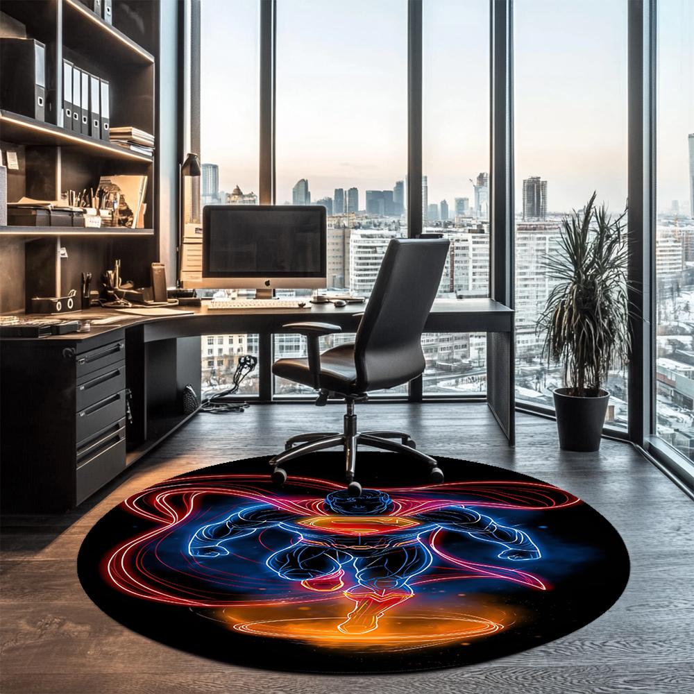 SUPERMAN Printed Round Rug Carpet Chair Rug Area Rug Entryway Doormats,for Office Chair Living Room Bedroom Kitchen Room.