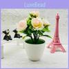 Rose Blossom Miniature Plant With Artificial Silk Flowers For Home Decor And Office Display