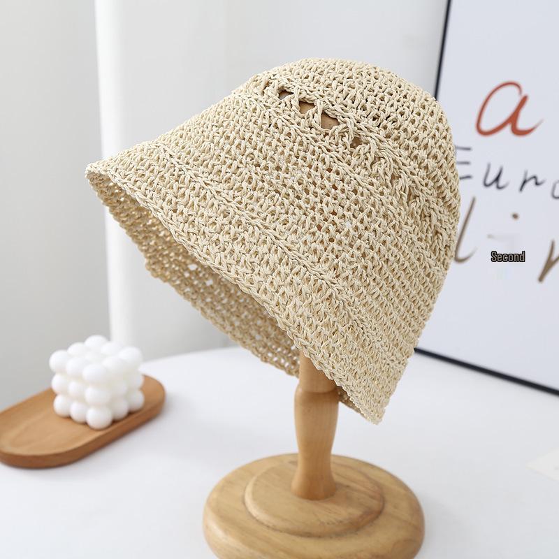 

Модная летняя соломенная шляпа-ведро в корейском стиле - Универсальная пляжная шляпа от солнца с небольшими полями для женщин One Size