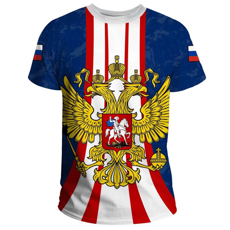 

Модная футболка с нашивкой флага России для мужской одежды, футболка с коротким рукавом, 3D-принт, крутой узор, уличный тренд, мужская футболка, топ XXS